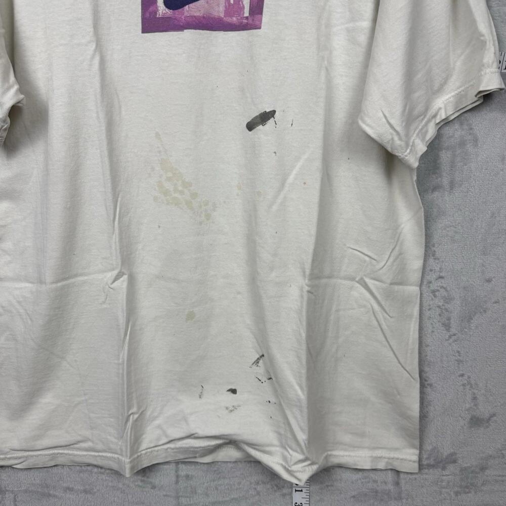 Vintage 90s Nike T-Shirt Made in USA Purple Teal Graphic Swoosh Logo Men’s M Y2K - Picture 8 of 12
